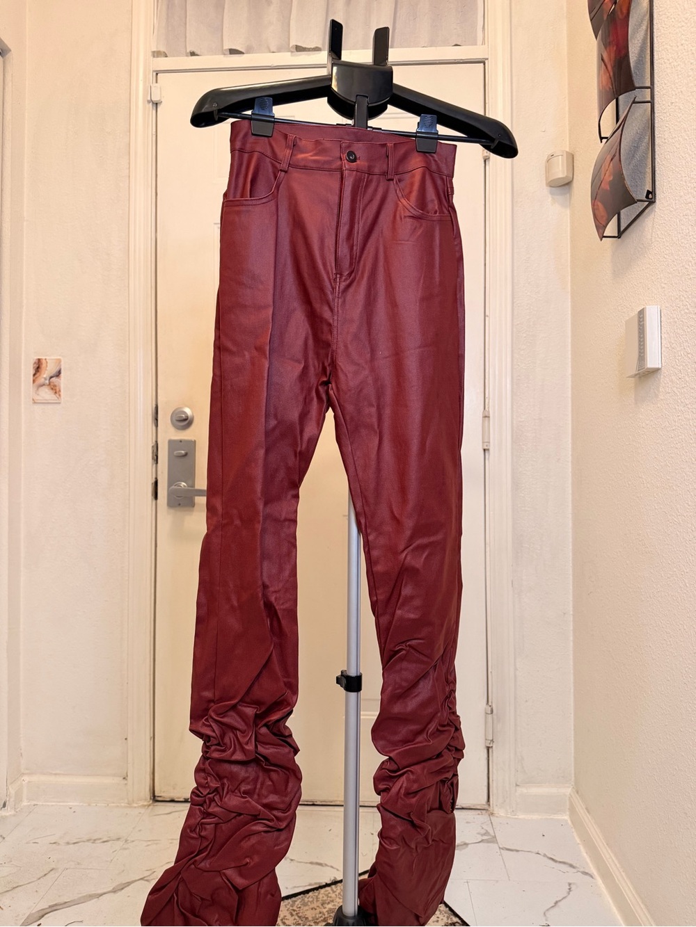 Maroon Women’s Faux Leather Pants